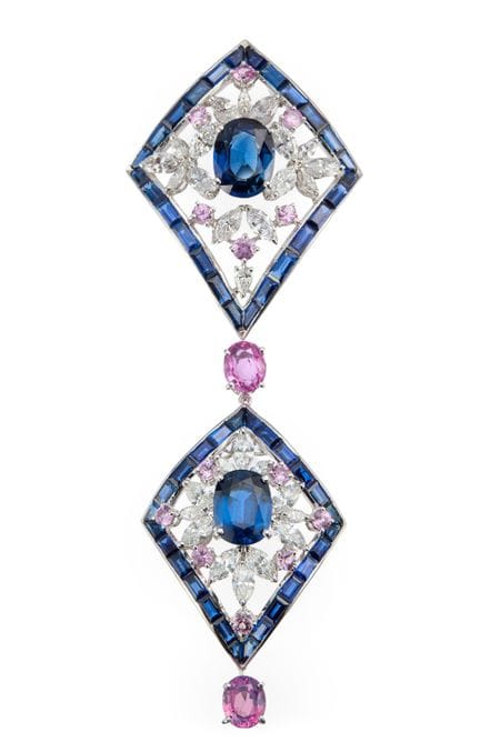 Un pendentif en saphir, diamant et saphir rose, co