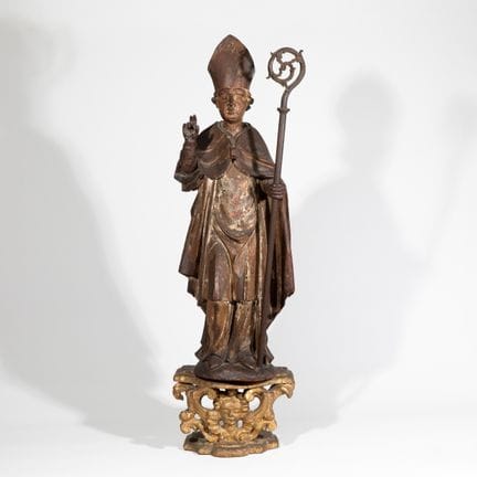 Germany. 17th century., Sculpture, Holy Bishop wit