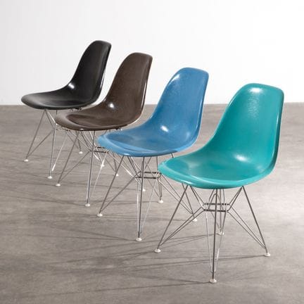 Charles &amp; Ray Eames, 4 sedie modello DSR con b