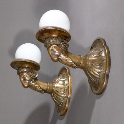 Berlin, Pair of wall lamps with ram's heads, circa