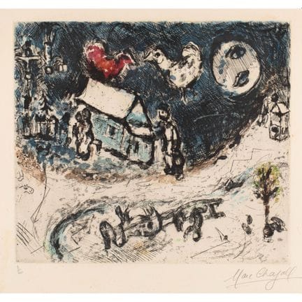 Marc Chagall* (1887-1985), 'Les Coqs sur le toit',