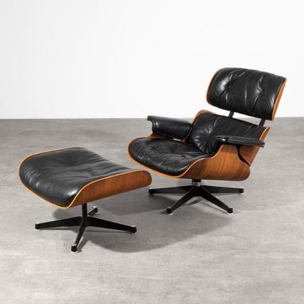Charles &amp; Ray Eames, Lounge Chair 670 con pouf