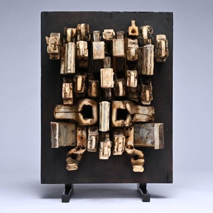 André BOGAERT (1920-1986), assemblage en cuir, boi