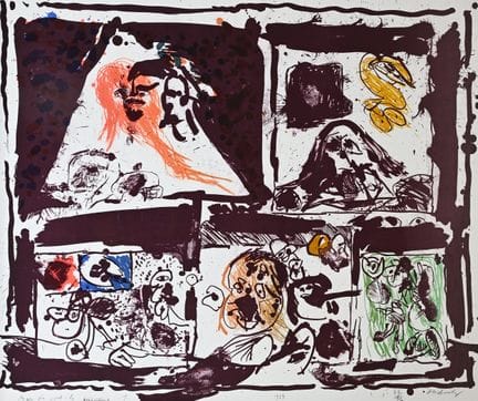 皮埃尔·阿列钦斯基（1927），彩色石版画，《他们到底在哪里？》，1963年，编号42/90，铅笔签