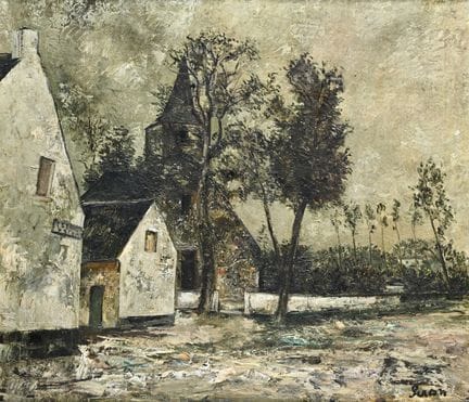 Leo PIRON (1899-1962), óleo sobre lienzo, Iglesia 
