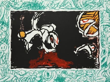 皮埃尔·阿列钦斯基（1927），彩色石版画，《白色帽子》，1978年，编号17/100，铅笔签名
皮