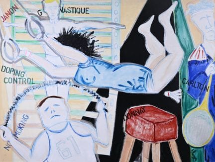 Elie Lambert (1949–2024), huile sur toile, Doping 