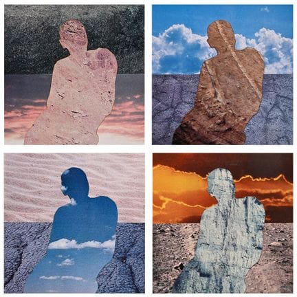 Yves DE SMET (1946-2004), série de 4 collages, Rel