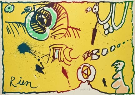 皮埃尔·阿列钦斯基（1927），彩色石版画，《Rien》，1971年，编号76/200，铅笔签名
皮