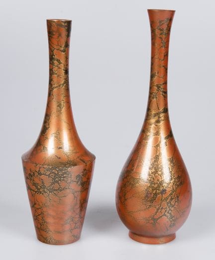 Two brass Ikebana vases. Murashido design. Japan. 