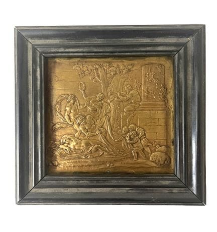 Copper plaque on a metal core depicting a mytholog