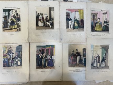 A large collection of 19th-century humorous engrav