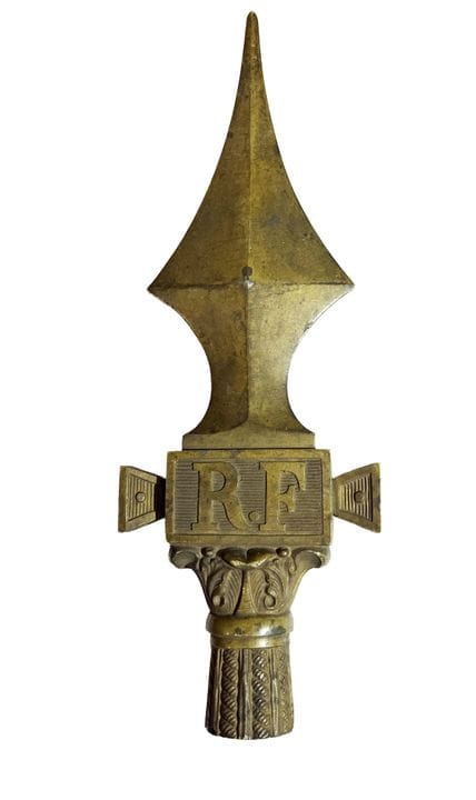 Brass flagpole finial in the shape of a lancehead,