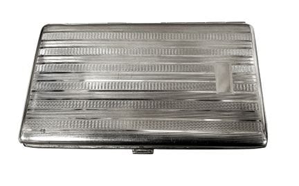 Silver plated metal cigarette case with engraved g