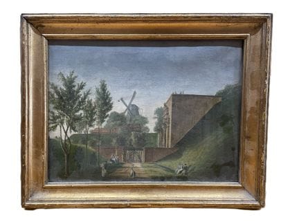 Early 20th-century Danish school. A mill in front 