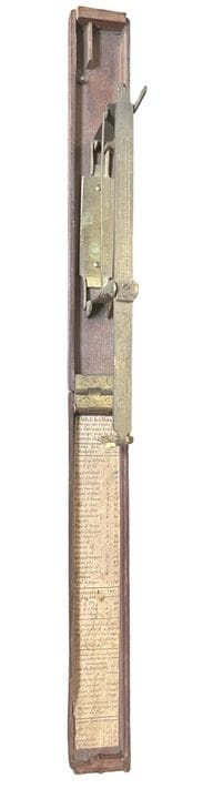 A peddler’s coin scale with a ruler and graduated 