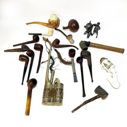 Set of pipes in various shapes made of sea foam, b