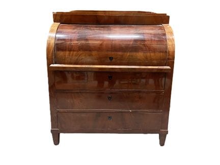 Cylinder-style desk made of mahogany and flamed ma