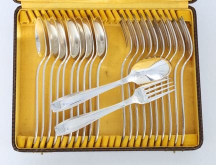 CHRISTOFLE - Set of eleven Art Deco-style silver p