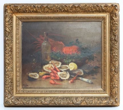 Léon HUBER (1858–1928), Still Life with Lobster, o