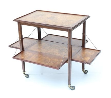 Rectangular "Burlwood Golding" veneer tea table wi