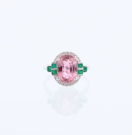 Art Deco-style ring in 18-karat white gold (750) (