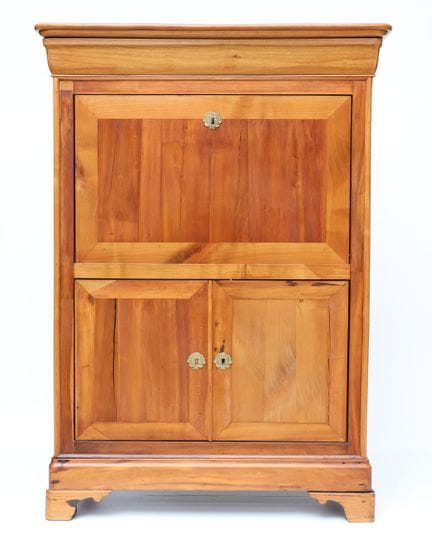 Rectangular walnut secretary desk with a drawer, a