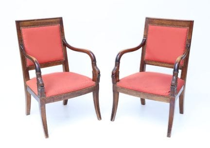 Pair of armchairs made of natural wood, molded, ca