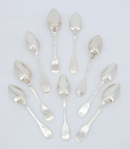 Set of nine 950-thousandths silver teaspoons (Mine