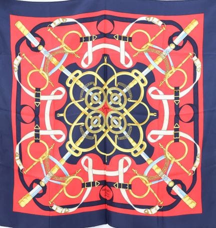 HERMES Sellier Paris - "Eperon d'Or" silk twill sq