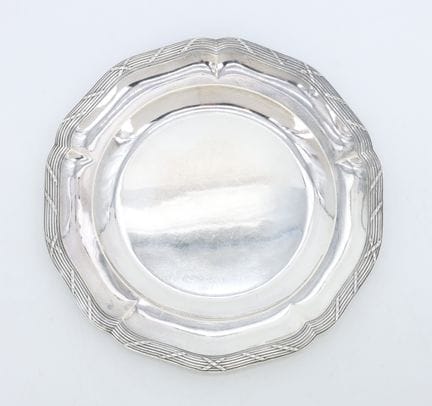 FALKENBERG - Round silver dish (950 mil.) with sca