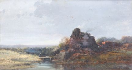 Jules NOEL (1815–1881), Lively Riverbank, oil on p