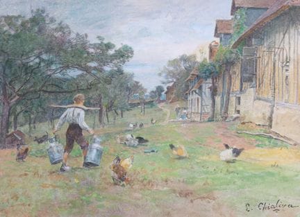 Luigi CHIALIVA (1842–1914), Young Boy Carrying Mil