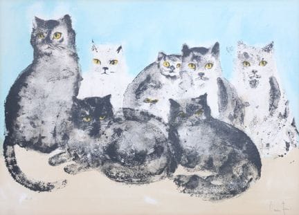 By Léonor FINI (1907–1987), *Cats*, color lithogra