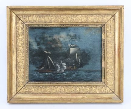 Early 19th-century school, Naval Battle, oil on co
