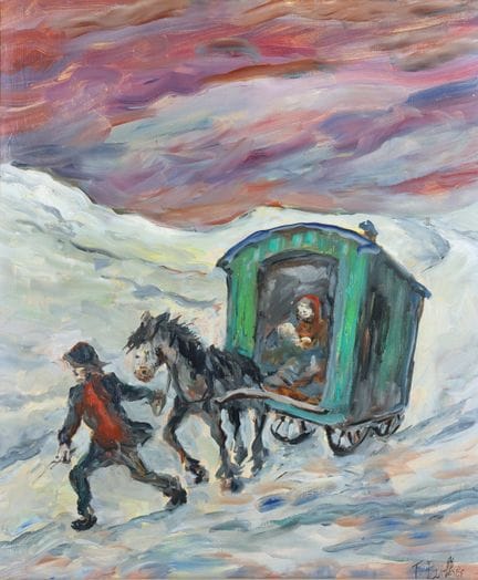 Fred PAILHES (1902–1991), *La roulotte*, oil on ha