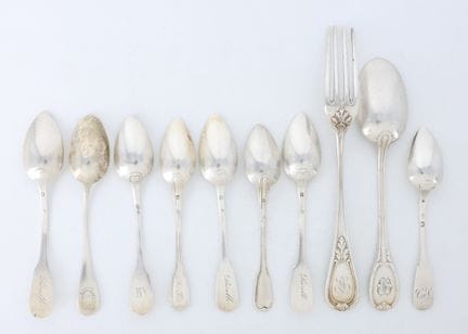 Silver set (950 mil.) consisting of: eight “Unipla