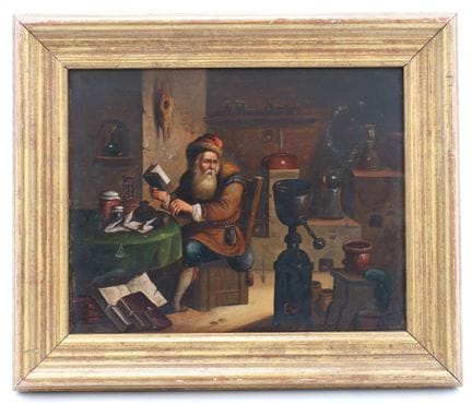 Late 19th-century Dutch school, *The Alchemist*, o