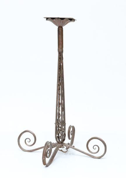 Four-armed wrought-iron pendant lamp with coiled d