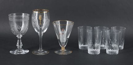 BACCARAT - Five crystal glasses decorated with lan