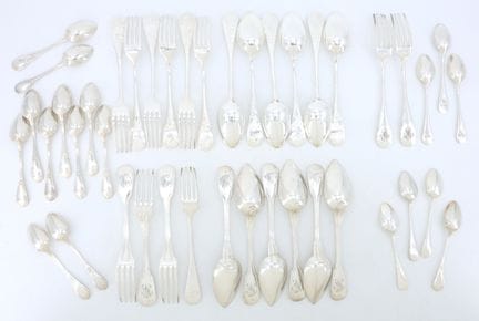 CHRISTOFLE
Mismatched silver plated cutlery set co