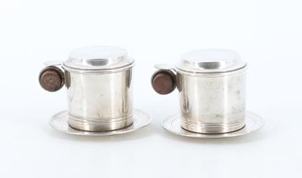Pair of Art Deco style silver-plated metal coffee 