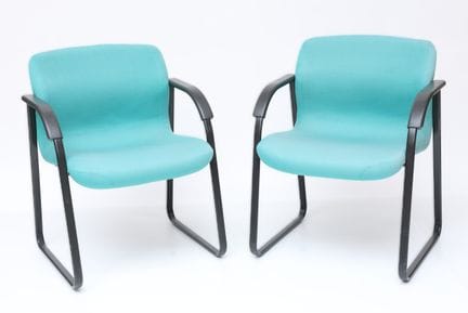 KNOLL - Pair of armchairs with brown-lacquered met