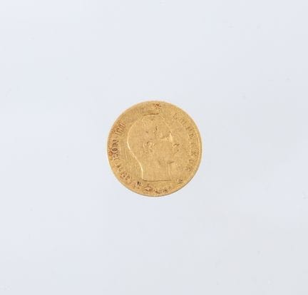 1858 Paris 10-franc gold coin featuring Napoleon I