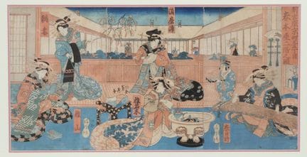 Late 19th-century Japanese school, Interior scene,