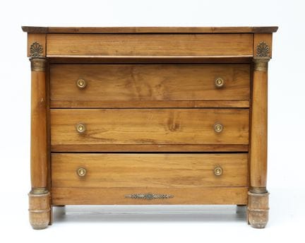 Natural wood chest of drawers with four front-open