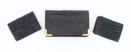 HERMES - Set includes: Crocodile leather flap clut