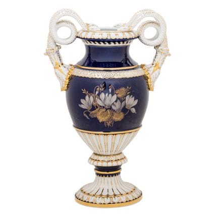 Jarrón de asas en forma de serpiente de MEISSEN, 1