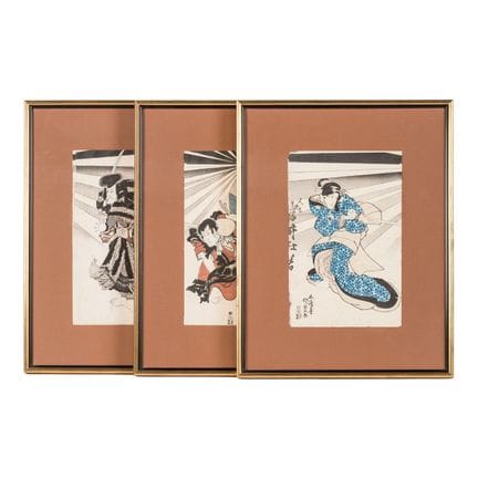 UTAGAWA KUNISADA (1786-1865) «Tríptico con actores