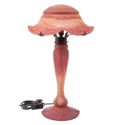 DAUM FRÈRES, gran lámpara de mesa «Champignon» de 